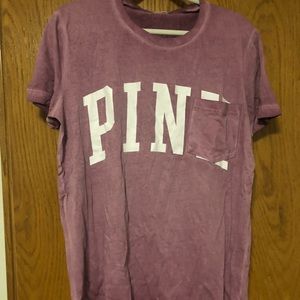 Garment dyed purple pocket tee